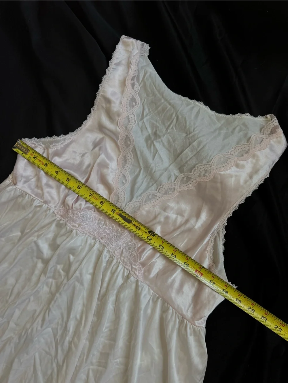 Vintage 90s Luxury Lace-Trim Satin Chemise - Blush Pink - Picture 2 of 4